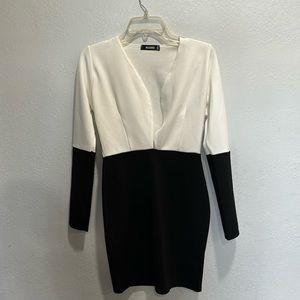 Missguided Black Colorblock Plunge Bodycon Mini Dress